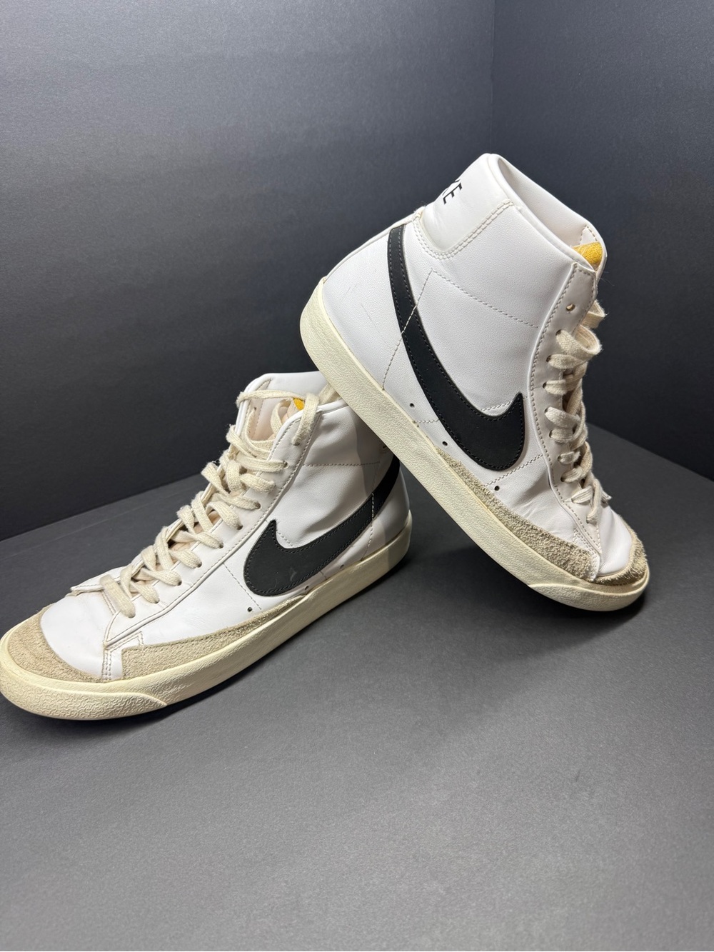 White High-Top Sneakers with Black Swoosh - Men's